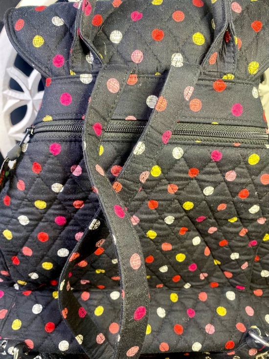 NWOT Vera Bradley Havana Dot Black Quilted Backpack‎ with Multicolor Dots